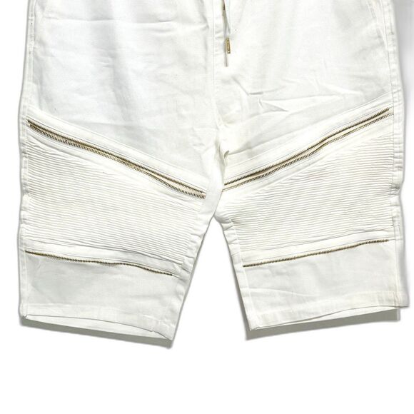 Encrypted Supply Co Shorts Mens Sz XXL White Faux Zippers Drawstring 13" inseam - Picture 3 of 7